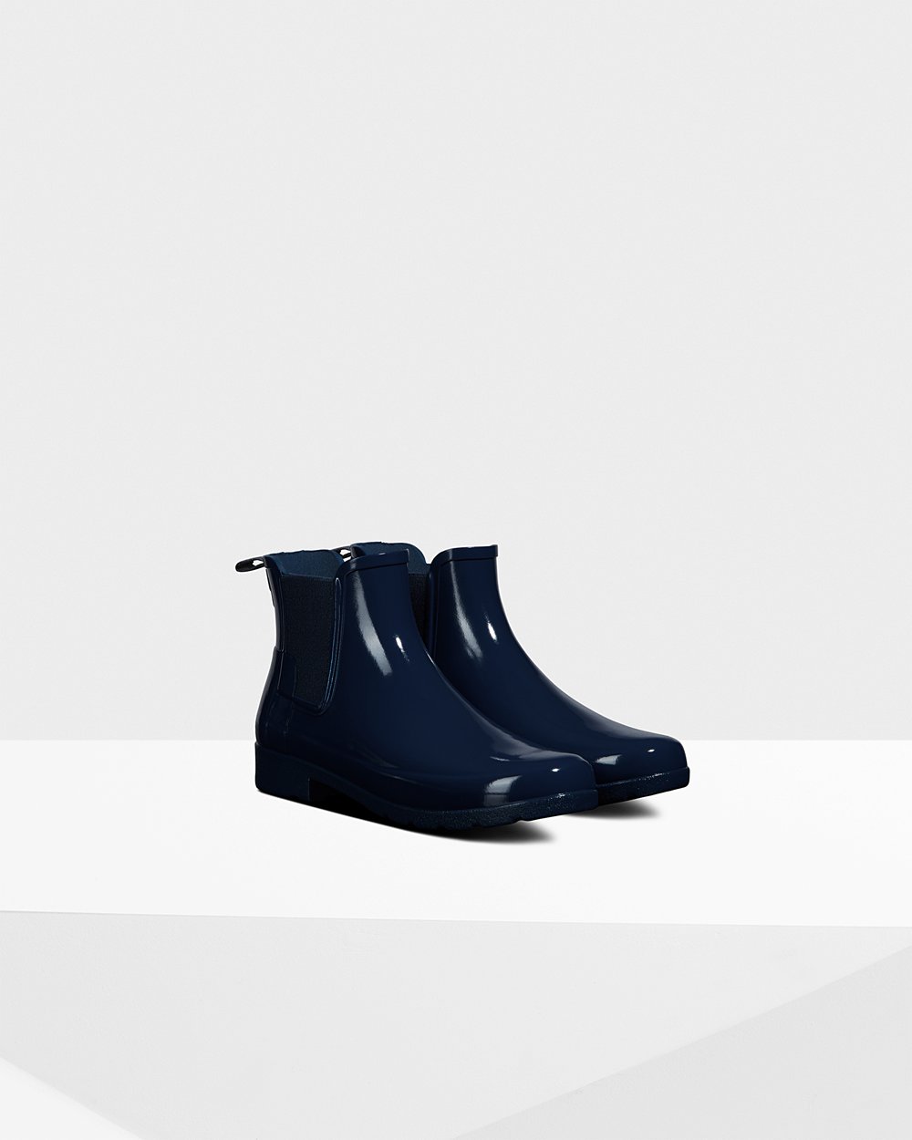 Botas Chelsea Hunter Mujer - Refined Gloss Slim Fit - Azul Marino - QUMKSNH-81